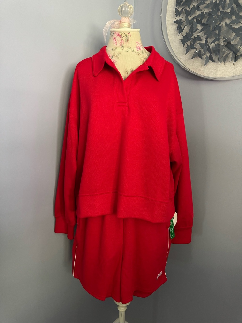 🆕 Penn Red Collared Pullover Sweatshirt and Short Set
